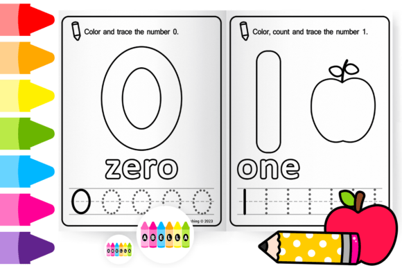 Preschool Numbers 0-10 Tracing Worksheet Graphic PreK By AbellaPublishing