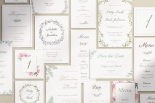WATERCOLOR WEDDING | 36 Cards Graphic Print Templates By crocus.paperi 2