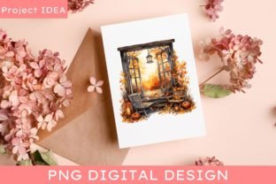 Watercolor Auntumn Fall Windows Scenes Graphic AI Illustrations By EXOTICDesignTH 6