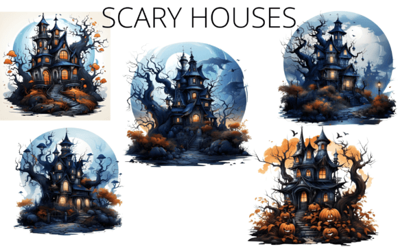 Spooky House Sublimation Clipart Grafika Ilustracje do Druku Przez NESMLY