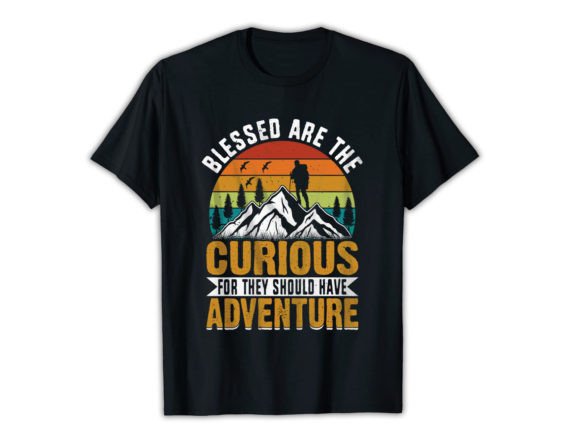BLESSED ARE the CURIOUS Hiking T-shirt Gráfico Plantillas de Impresión Por mrshimulislam