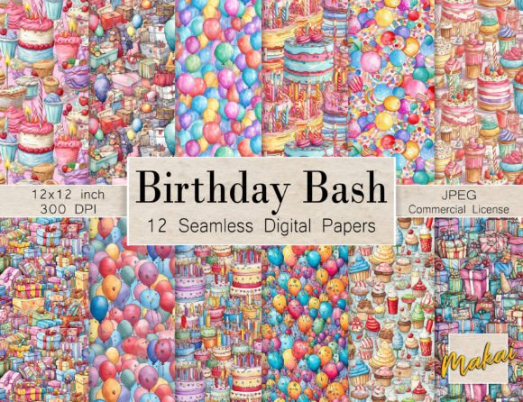 Birthday Bash Seamless Patterns Graphic Patterns By Makai Digital Studios