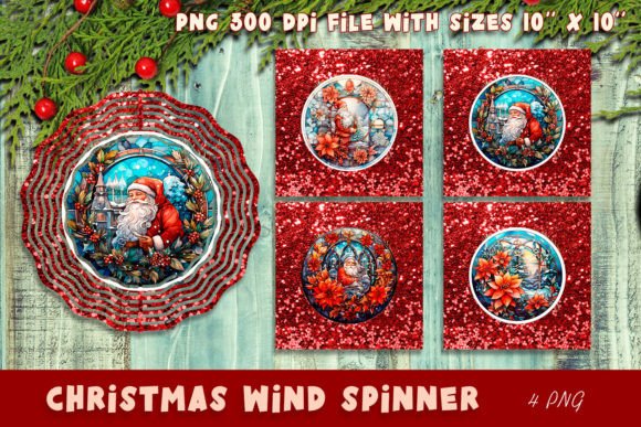 Christmas Wind Spinner Sublimation Santa Afbeelding Crafts Door ElenaZlataArt
