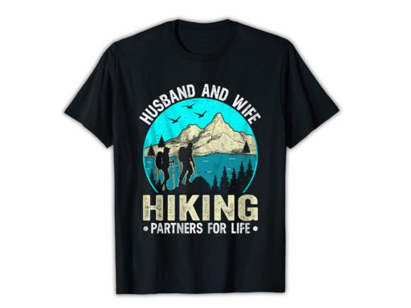 HUSBAND and WIFE Hiking T-shirt Gráfico Plantillas de Impresión Por mrshimulislam