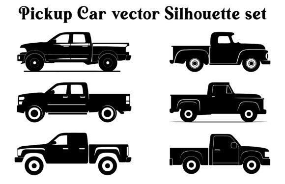 Pickup Car Silhouettes SVG Clipart Set Graphic Illustrations By Designs River