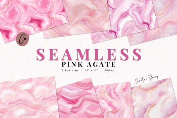 Seamless Pink Agate Digital Paper Graphic Backgrounds By Christine Fleury