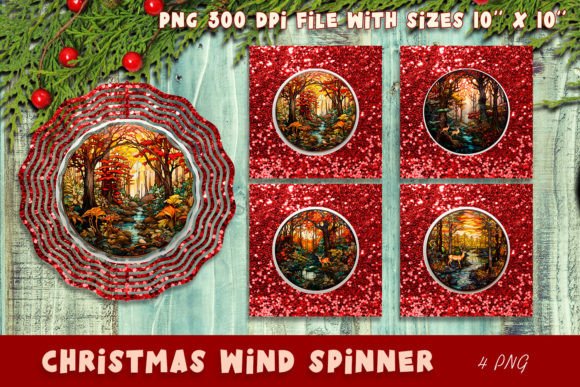 Winter Forest Christmas Wind Spinner Graphic Crafts By ElenaZlataArt