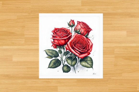 Watercolor Beautifil Rose Flower Graphic Illustrations By Ujjal Mia