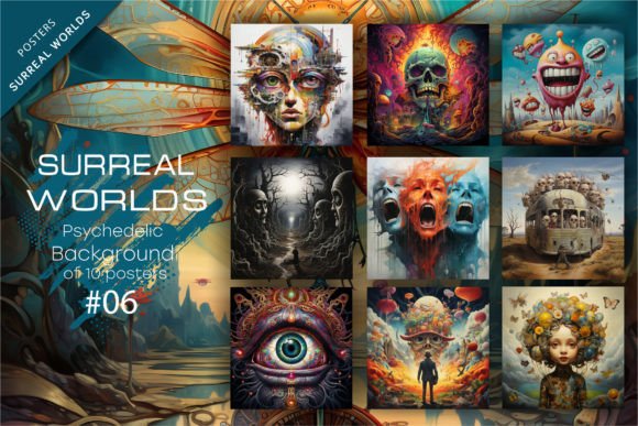 Bundle Surreal Worlds 06. Psychedelic. Gráfico Ilustrações em IA Por Keno Shop