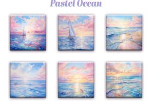Pastel Ocean Digital Paper Pack Illustration Fonds d'Écran Par DifferPP 3