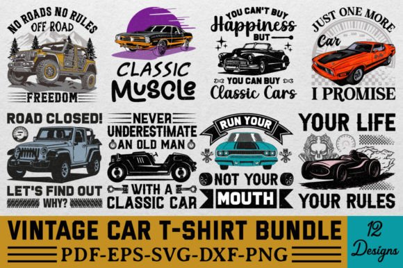 Vintage Car T-Shirt Bundle Graphic Crafts By Thecraftable