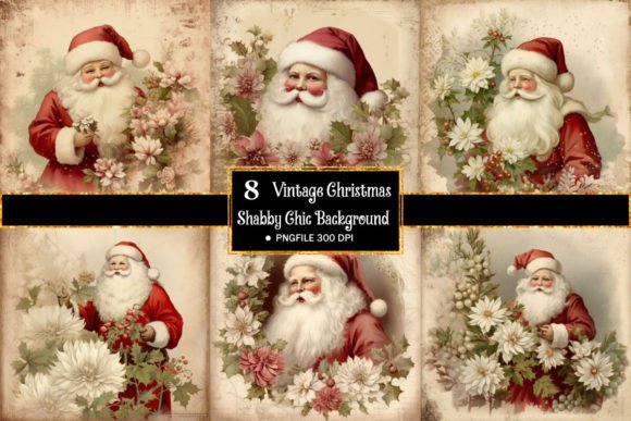 Vintage Christmas Shabby Chic Background Grafika Ilustracje do Druku Przez ak-graphics