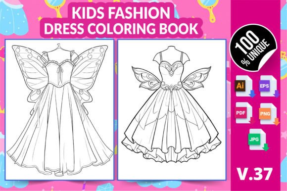 Kids Fashion Dress Coloring Book V37 Graphic KDP Interiors By Md Abu Saeid