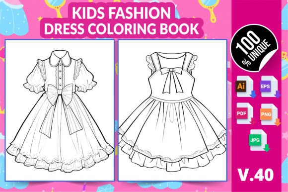 Kids Fashion Dress Coloring Book V40 Graphic KDP Interiors By Md Abu Saeid