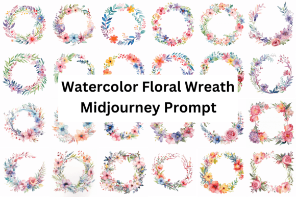 Midjourney Prompt for Floral Wreath Graphic Illustrations By Digital Delight