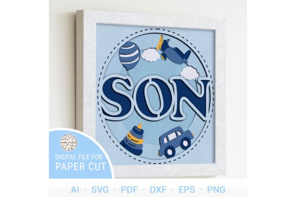 SON Multilayer Template, Shadow Box Graphic 3D SVG By MarsStudioCraft