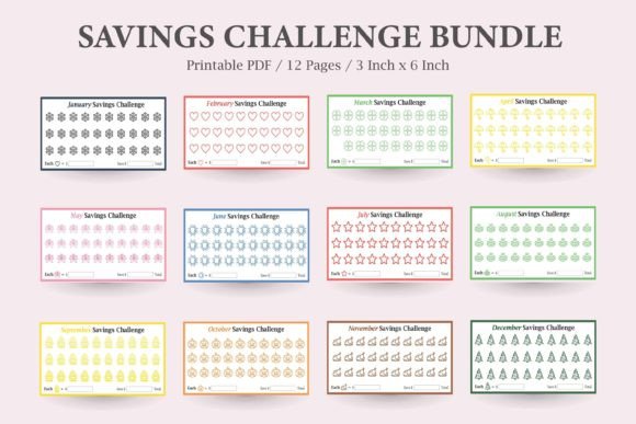 12 Month Savings Challenge Graphic KDP Interiors By watercolortheme