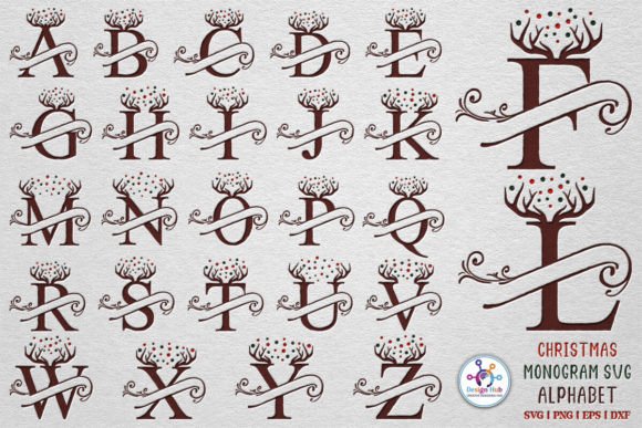 Christmas Monogram SVG Alphabet Designs Graphic Crafts By DesignHub103