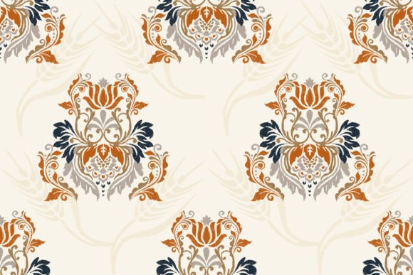 Damask Ikat Floral Seamless Pattern Graphic Patterns By anchalee.thaweeboon