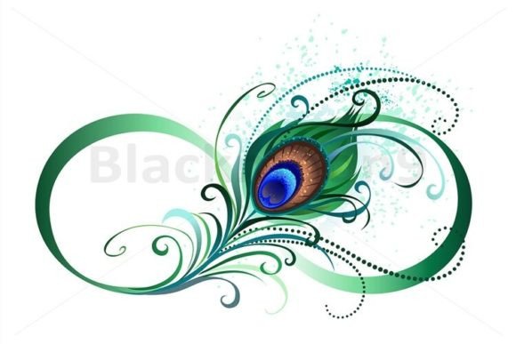 Infinity Symbol with Peacock Feather Graphic Illustrations By Blackmoon9