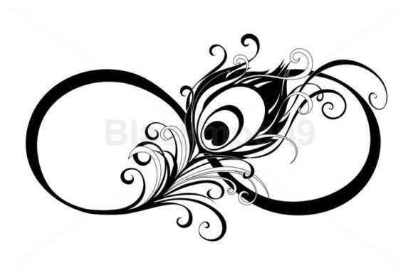 Infinity Symbol with Peacock Feather Grafik Druckbare Illustrationen Von Blackmoon9
