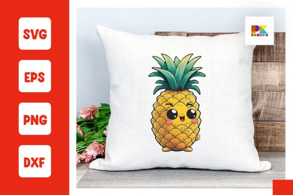 Kawaii Pineapple Clipart Cute Pineapple Graphic AI Generated By PKDesign
