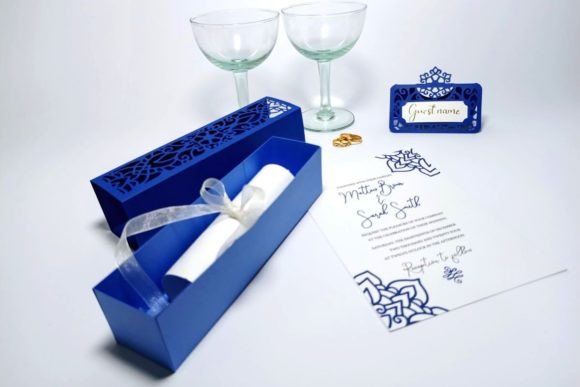 Moroccan Wedding Invitation Box and Table Place Card Sets 3D SVG Craft By 3D SVG Crafts