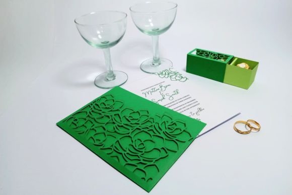 Succulent Wedding Pocket Envelope Invitation and Candy Box Template Sets 3D SVG-Plotterdatei Von 3D SVG Crafts
