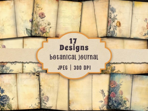 Botanical Journal Vintage Paper Art Gráfico Planos de Fundo Por DesignScotch