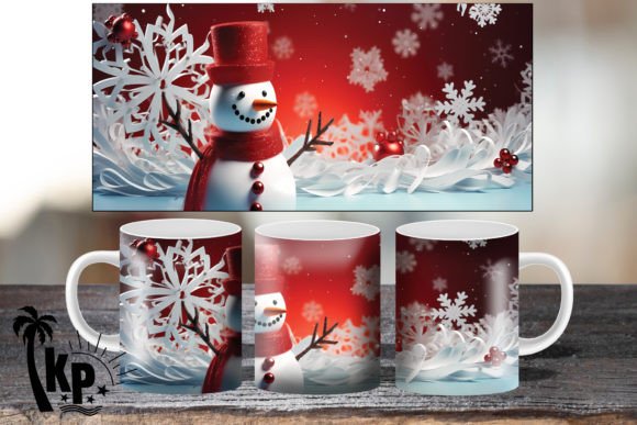 Charming Snowman Winter Scene Coffee Mug Graphic AI Graphics By KHAMPOL SHOP DESIGN