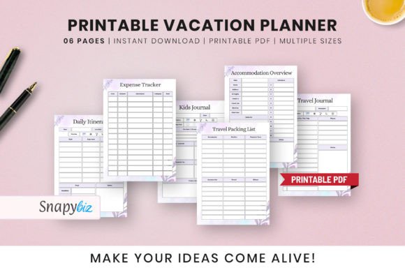 Free Printable Vacation Planner Graphic Print Templates By SnapyBiz