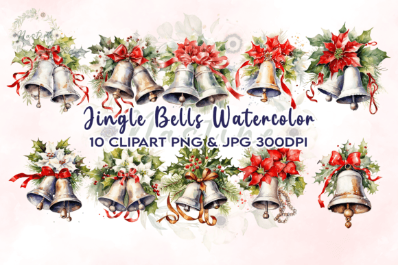 Jingle Bells Watercolor Clipart Graphic Crafts By Nastine