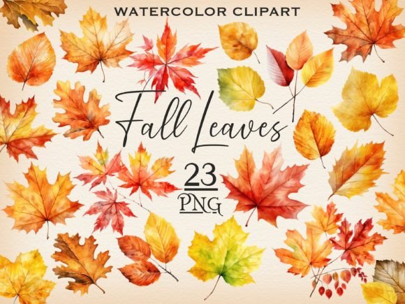 Watercolor Fall Leaves Clipart Graphic Illustrations By FantasyDreamWorld