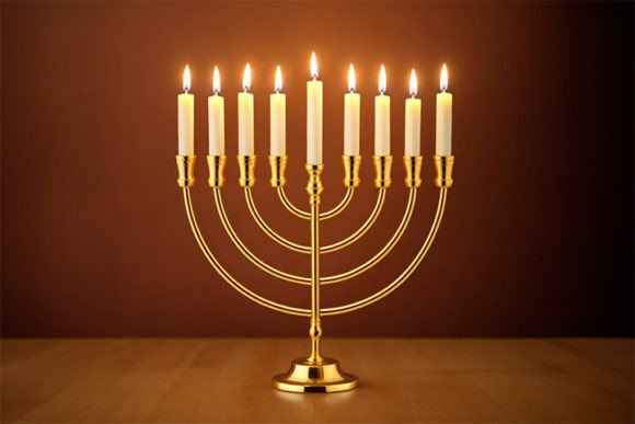 Hanukkah Menorah with Nine Candles Graphic AI Graphics By Formatoriginal