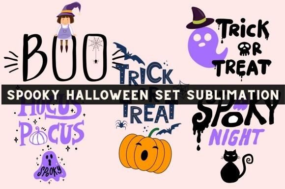 Spooky Halloween Set Sublimation Grafica Illustrazioni Stampabili Di yumiace