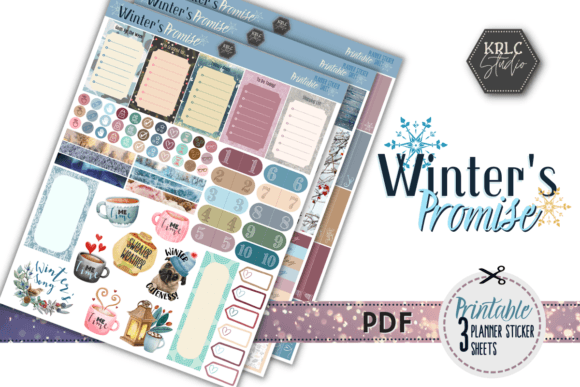 Winter’s Promise – Planner Sticker Sheet Illustration Artisanat Par KRLC Studio