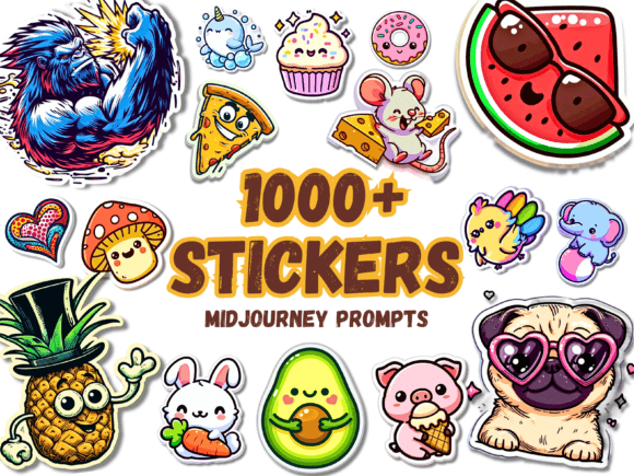 1000+ Sticker Midjourney Prompts AI PNG Gráfico PNGs transparentes de IA Por Artistic Revolution