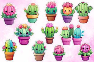 Kawaii Cute Cactus Stickers Collection Graphic Illustrations By Aspect_Studio 3