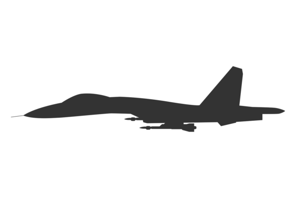 Military Fighter Plane Black Silhouette. Graphic Illustrations By onyxproj