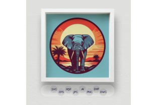 Vibrant 3D Elephant Shadow Box SVG Graphic 3D Shadow Box By sevdatoyss 1