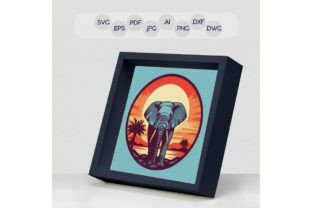 Vibrant 3D Elephant Shadow Box SVG Graphic 3D Shadow Box By sevdatoyss 3