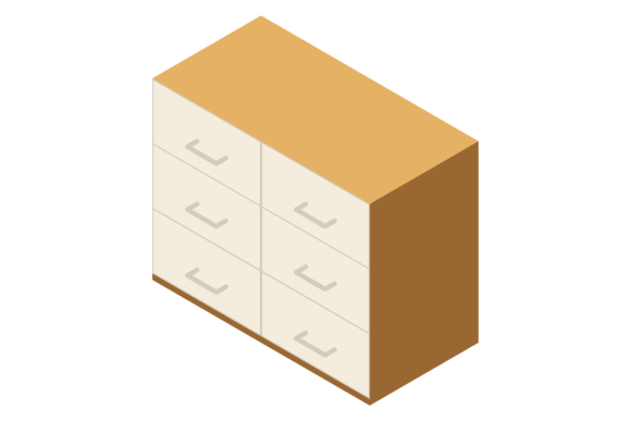 Drawer Cabinet Isometric Icon. Wooden St Graphic Illustrations By onyxproj