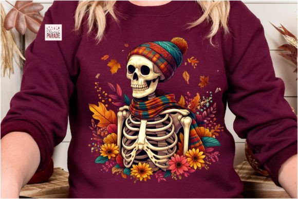 Fall Skeleton Autumn Leaves Png Grafik Druck-Vorlagen Von Pixel Paige Studio