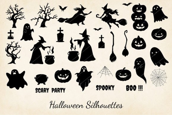 Halloween Silhouette Vector Collection Graphic Crafts By Paper Art Garden