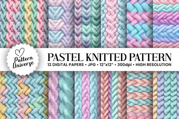 Pastel Knitted Pattern Digital Papers Afbeelding Papieren Patronen Door Pattern Universe