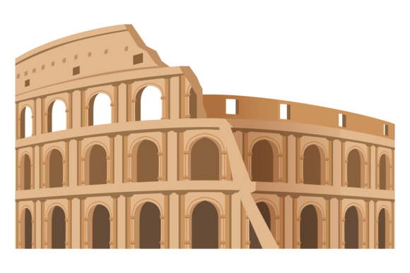 Roman Colliseum Ruin Color Icon. Tourism Grafica Illustrazioni Stampabili Di onyxproj