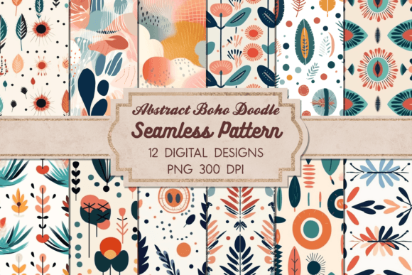 Abstract Boho Seamless Digital Paper Graphic Backgrounds By mragjaza