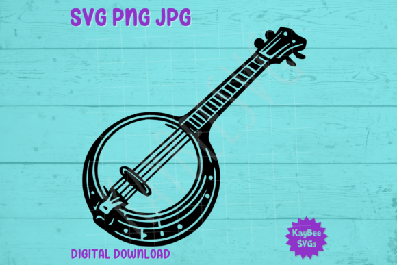 Banjo SVG PNG Clipart Gráfico Ilustrações para Impressão Por kaybeesvgs
