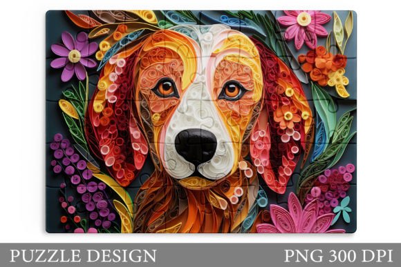 Dog Puzzle Design. Dog Quilling Puzzle Graphic Crafts By shishkovaiv