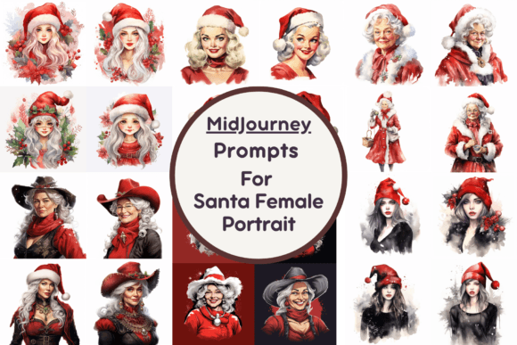 Prompt for Santa Female Portrait Graphic AI Generated By Milano Creative